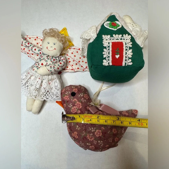 Vintage Hand-made CHRISTMAS Soft Sculpture Ornaments Lot of 3 - Picture 7 of 7